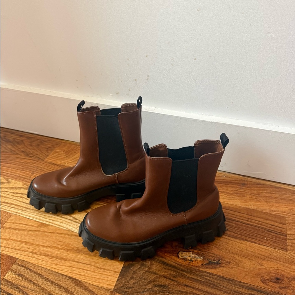 Princess Polly Brown Chunky Chelsea Ankle Boots
